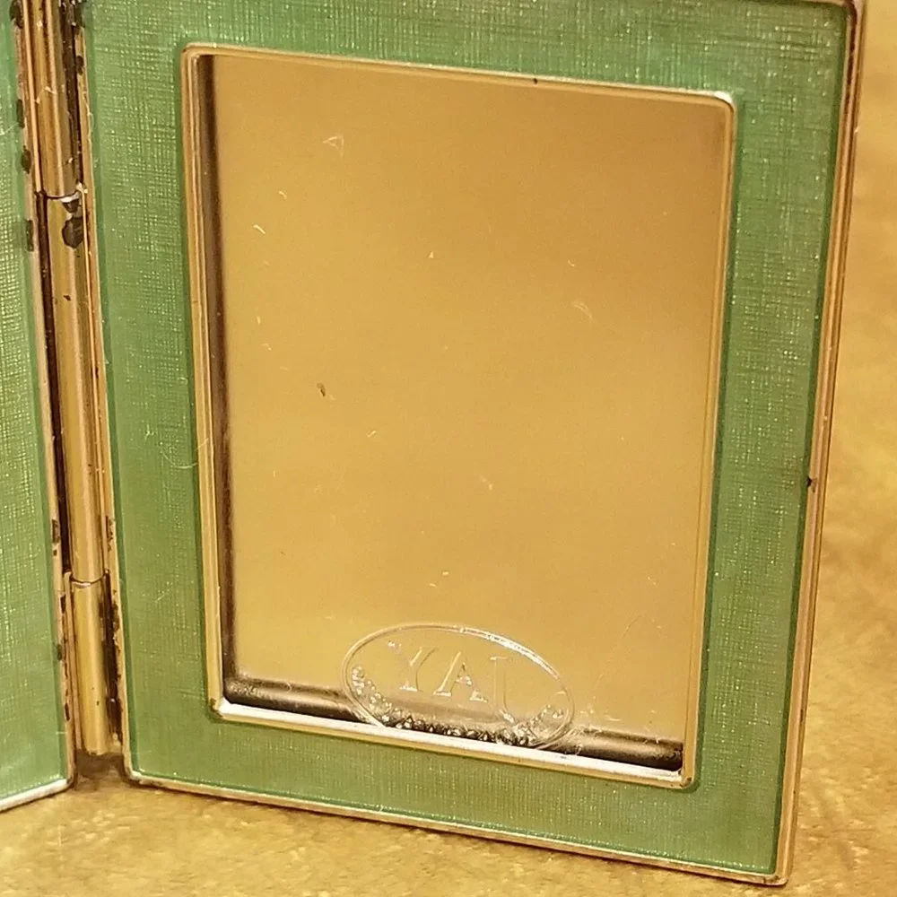 RARE JAY STRONGWATER BUBBLES GROTTO FOLDING CRYSTAL ENAMEL TRAVEL DOUBLE FRAME